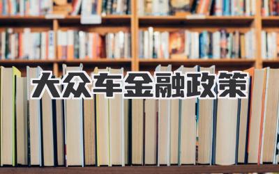 大众车金融政策